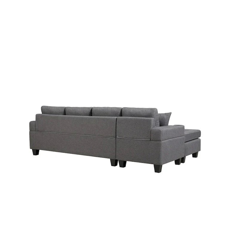 Canapé modulaire pour salon avec méridienne en forme de L et porte-gobelet