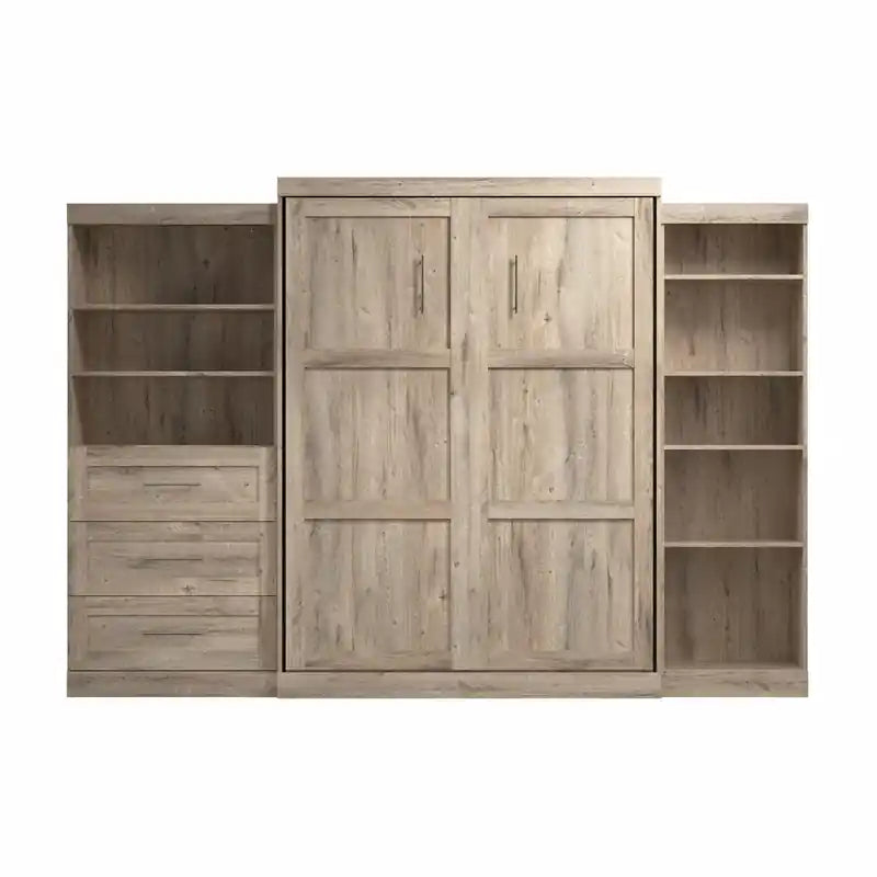 Wandbed met twee stellingkasten met laden, wandbed van 126 inch