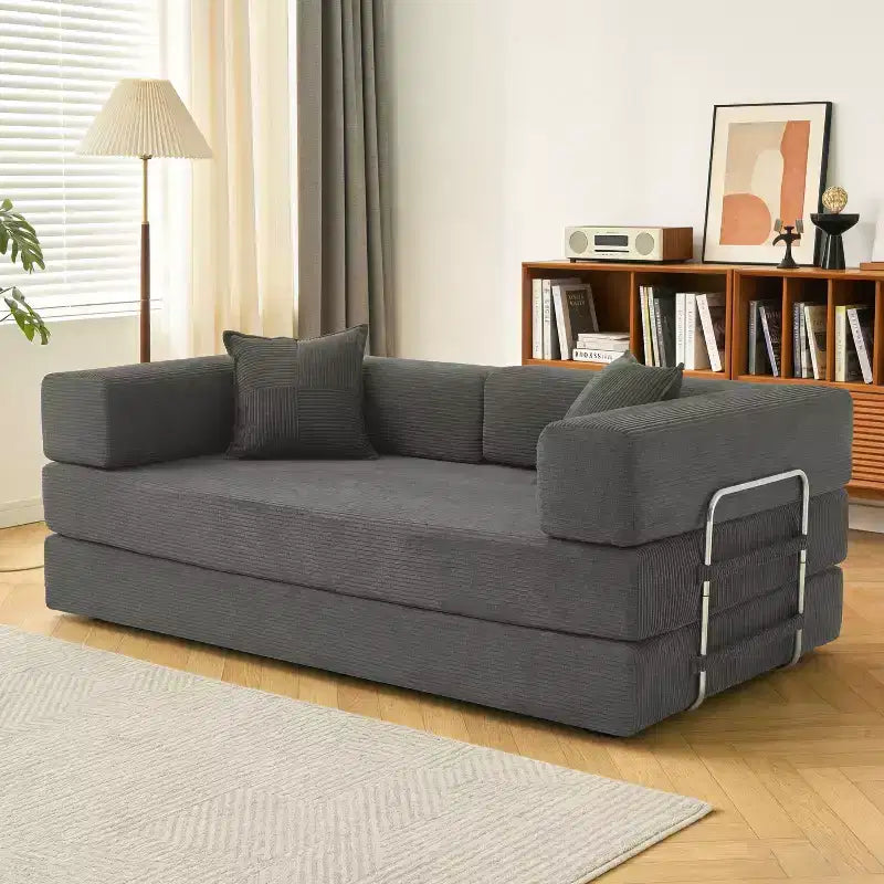 Dyonery canapé-lit pliant 78 en velours côtelé, convertible en lit, format king size, couchage au sol, canapé modulable 4-en-1 à combiner soi-même, confortable et dépliable.