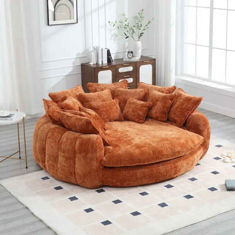 Comodo divano letto matrimoniale a forma di pagnotta, formato extra-large con braccioli