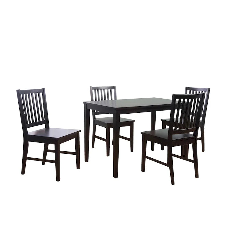 Set mit 4 Esszimmerstühlen aus Massivholz mit Sprossenlehne, stabilem Gestell, klassischem Design und einfacher Montage