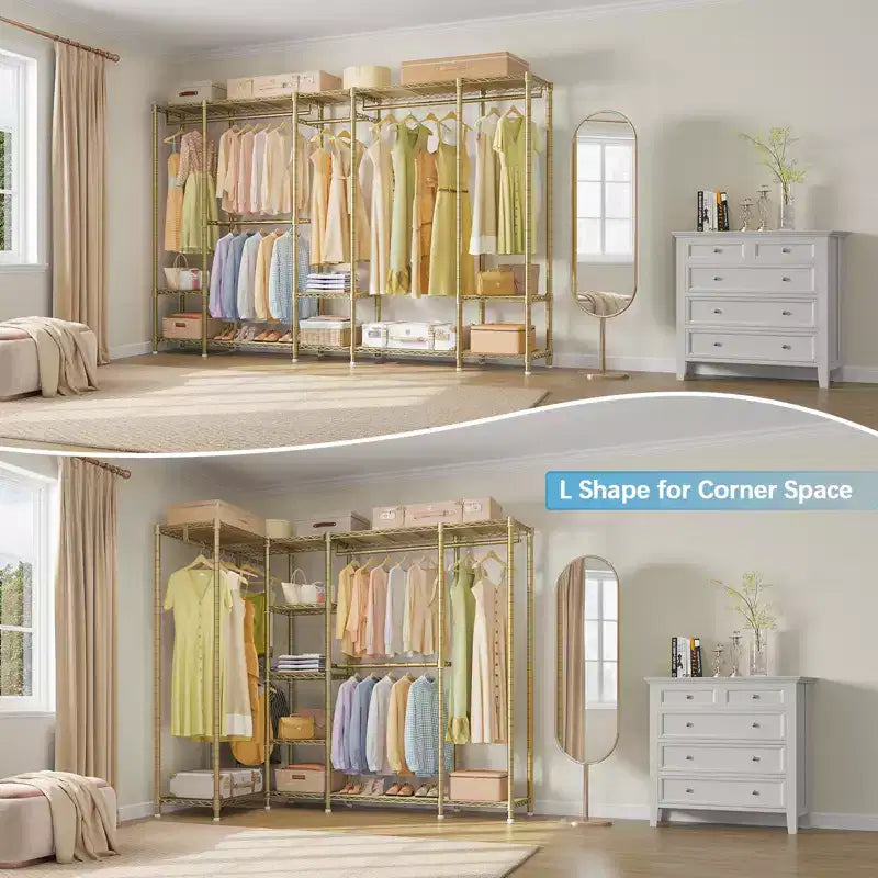 Extra Large Portable Closet Rack Heavy Duty Clothes Rack Max Load 1300 lbs