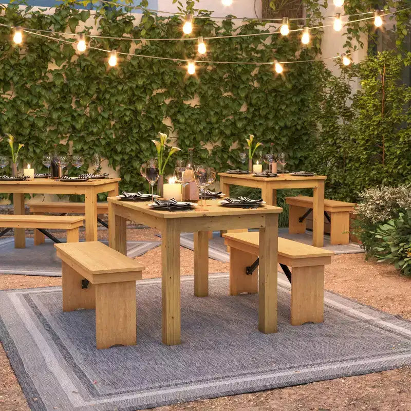 Tavolo da pranzo rettangolare in pino massello stile farmhouse Flash Furniture, 46 x 30