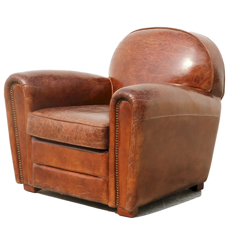 Pasargad Home Paris-clubfauteuil van echt leer, bruin