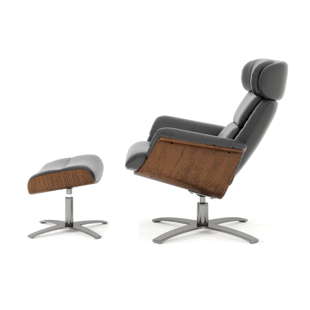 Fauteuil inclinable Jovan de 31.5 en cuir véritable avec ottoman