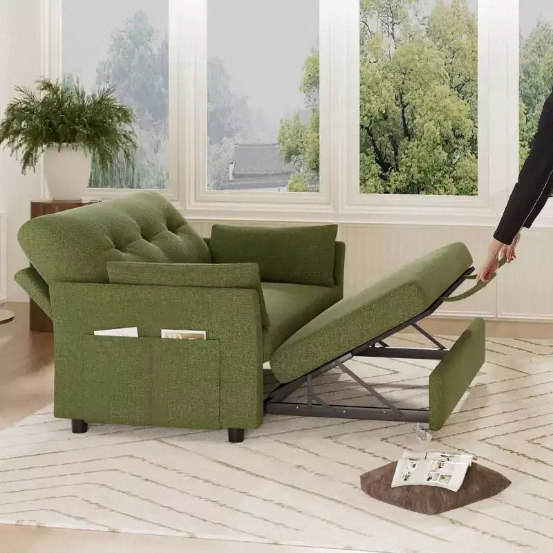 Divano letto trasformabile Dyonery 3-in-1, divano letto estraibile con tasca laterale e schienale regolabile, montaggio senza attrezzi, divanetto pieghevole
