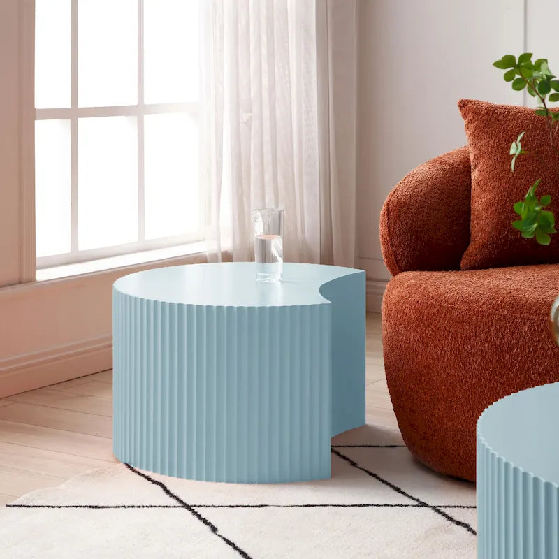 Set di tavolini rotondi da salotto impilabili, stile glam moderno (set da 2), non assemblato