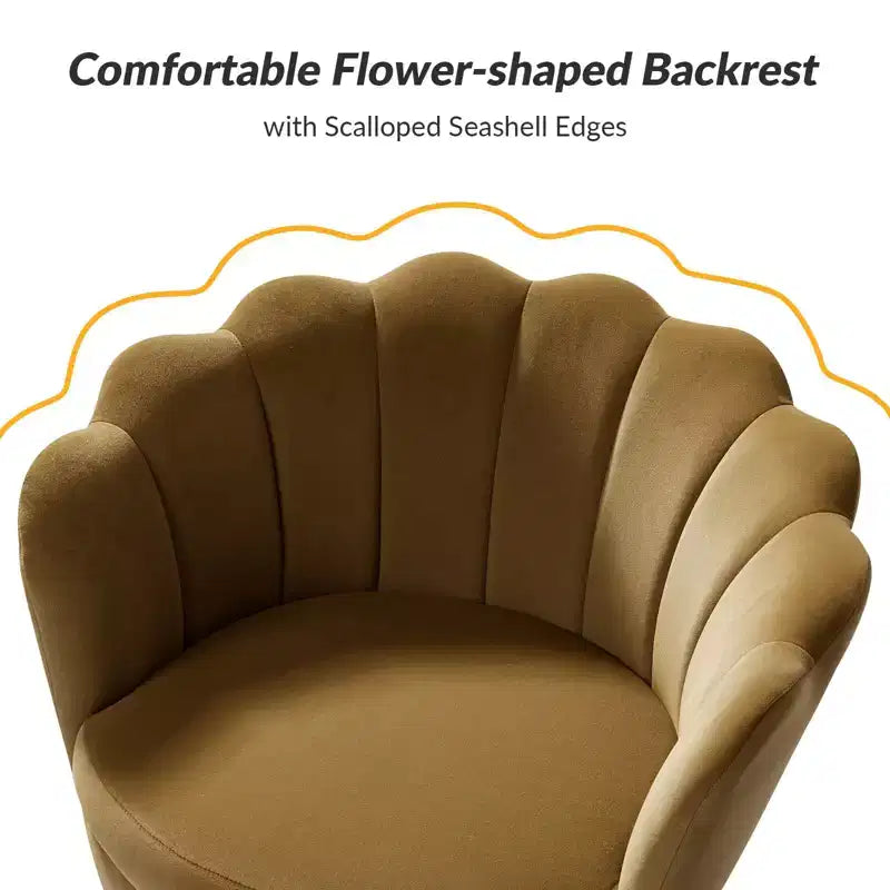 Fauteuil tonneau confortable avec pieds en métal doré, fauteuil d’appoint pour le salon