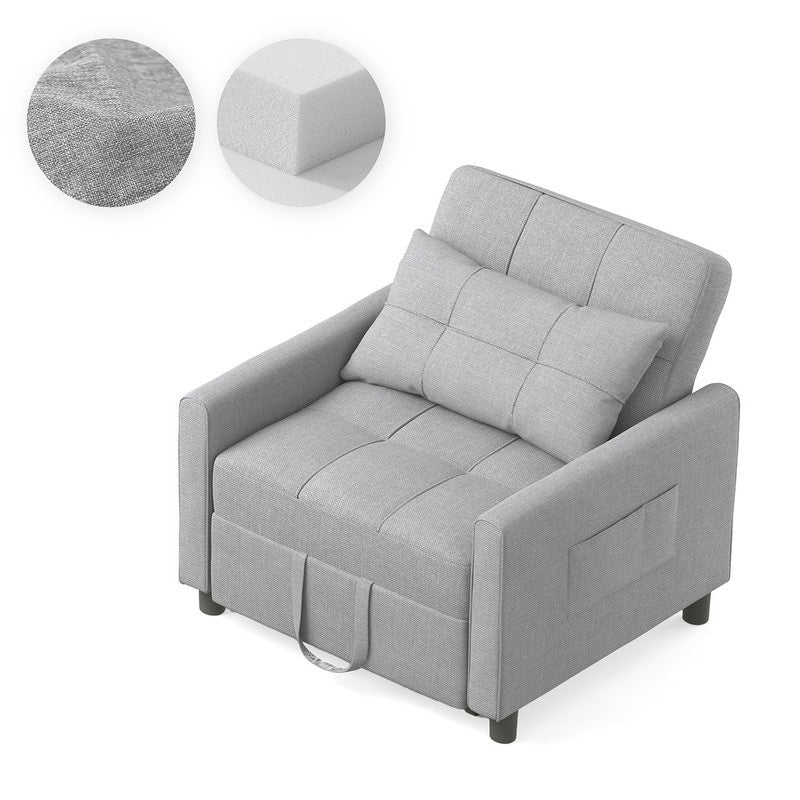 Divano letto trasformabile 3 in 1 con schienale regolabile, poltrona-divano estraibile, letto pieghevole convertibile per soggiorno