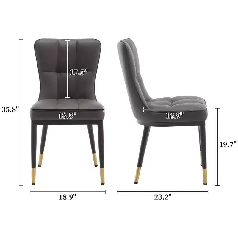 Bekrvio eetkamerstoelen set van 6, moderne gestoffeerde zitting van imitatieleer met hoge rugleuning, metalen poten, keukenstoelen zonder armleuningen voor woon- en eetkamer