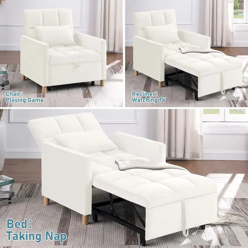 Fauteuil-lit convertible Aukfa, fauteuil une place avec oreiller