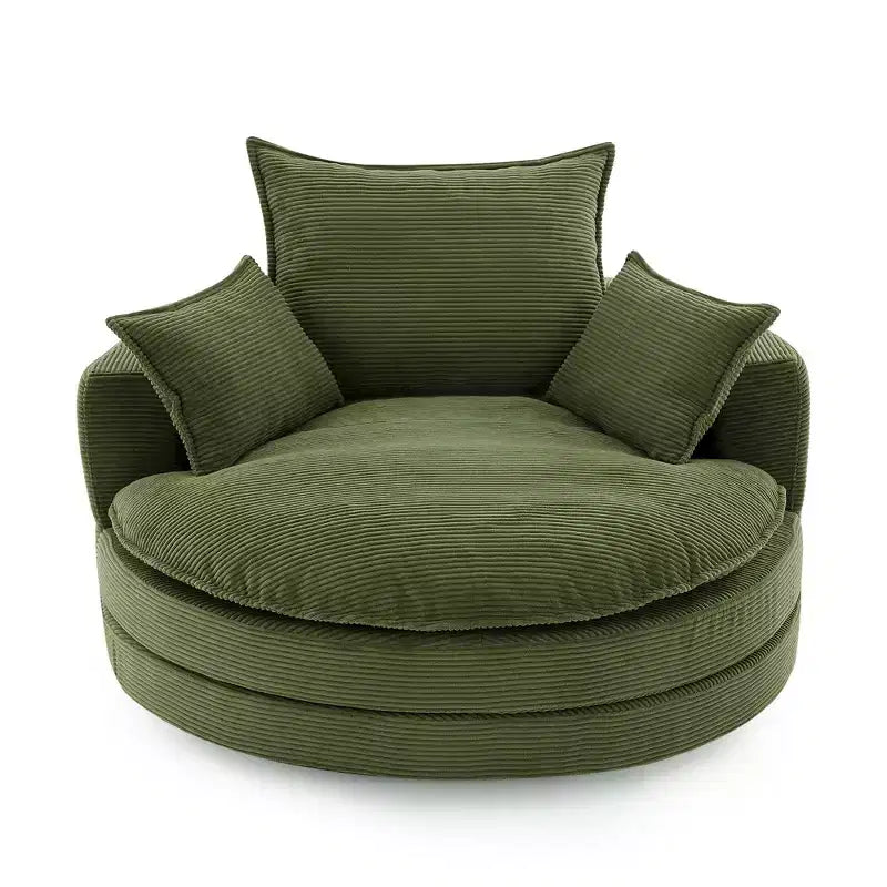 Fauteuil d’appoint pivotant à 360°, fauteuil tonneau rond pivotant avec coussin pour le salon