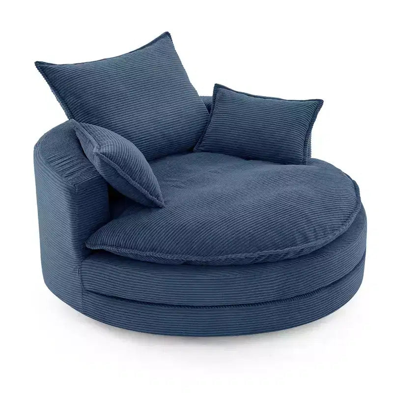 Fauteuil d’appoint pivotant à 360°, fauteuil tonneau rond pivotant avec coussin pour le salon