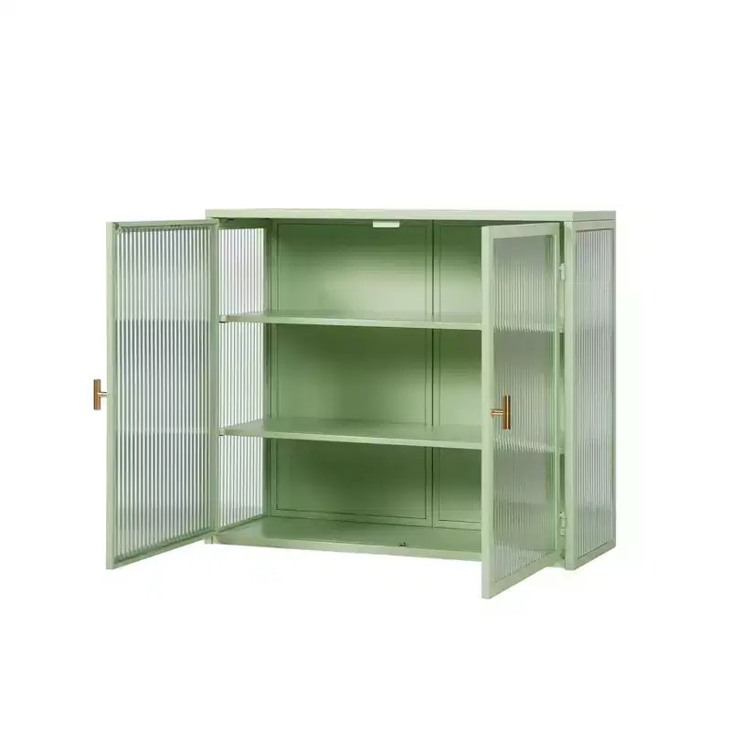 Okak moderner Hängeschrank mit 2 Türen, 3 Ebenen und Glastüren für Eingangsbereich/Esszimmer/Wohnzimmer/Küche