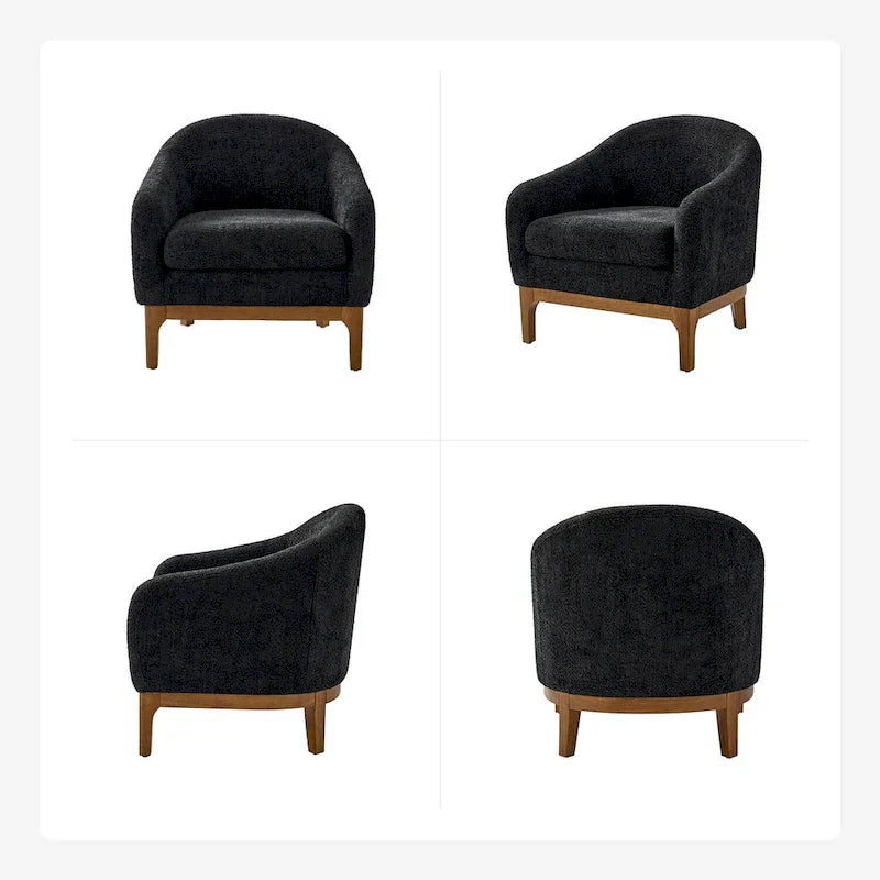Fauteuil d’appoint moderne en tissu bouclé Augus avec pieds en bois massif par HULALA HOME