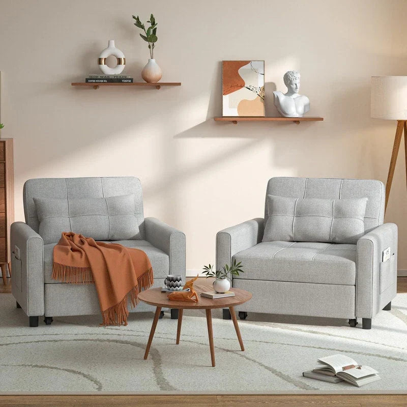 Divano letto trasformabile 3 in 1 con schienale regolabile, poltrona-divano estraibile, letto pieghevole convertibile per soggiorno