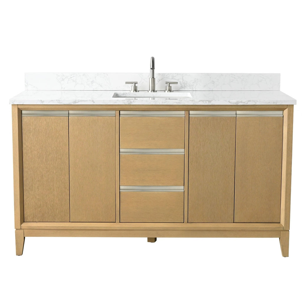 Meuble-lavabo de salle de bain Vanity Art avec lavabo en céramique et comptoir en marbre reconstitué