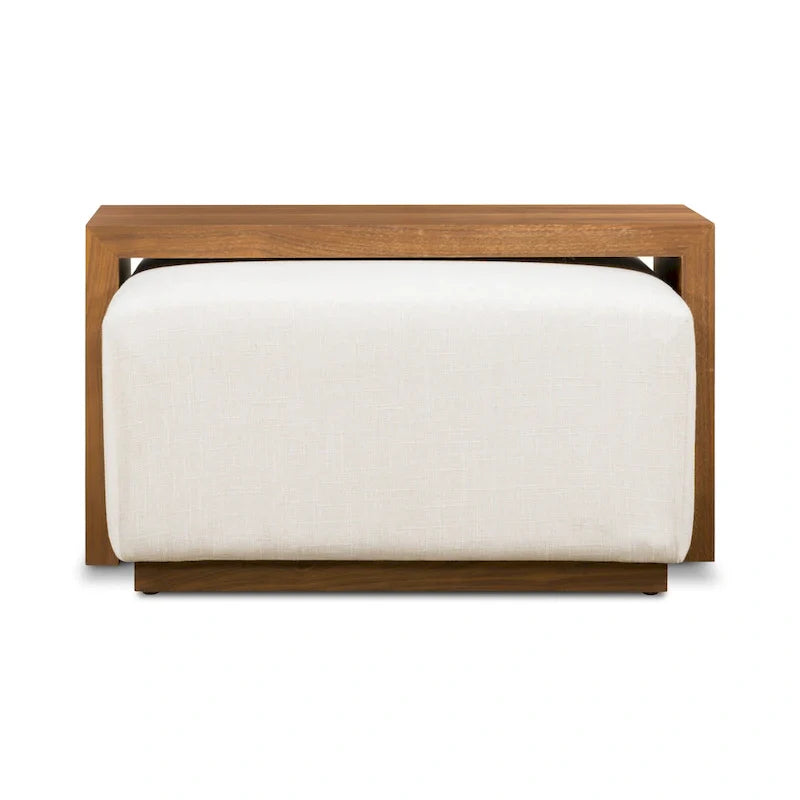 Pouf Poly & Bark Jarmo con tavolino regolabile in noce - vera pelle italiana pieno fiore