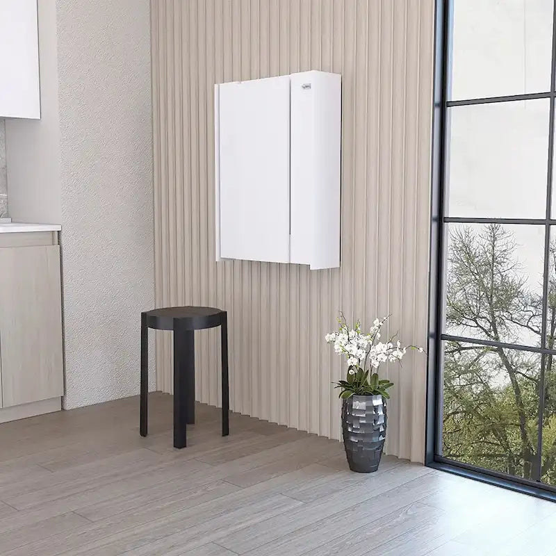 Table pliante Tacoma, sept étagères intérieures, finition blanche, de haute qualité et durable