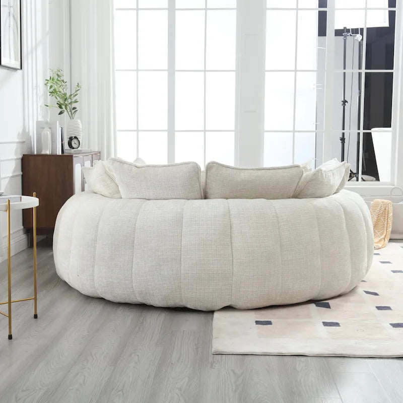Comodo divano letto matrimoniale a forma di pagnotta, formato extra-large con braccioli