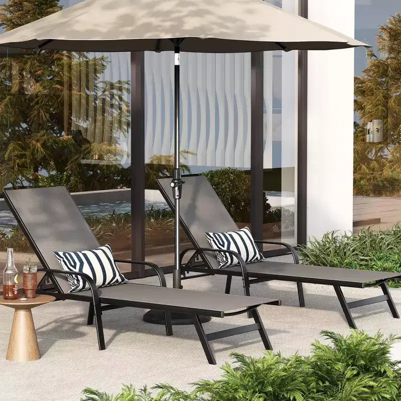Set di 2 sedie a sdraio da esterno, reclinabili regolabili in 5 posizioni, tessuto Textilene, chaise longue da piscina da 76 per patio, giardino e bordo piscina
