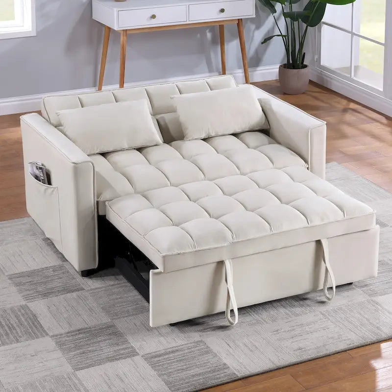 Klassisches ausziehbares, getuftetes und umbaubares Schlafsofa - 55W x 68L x 20H