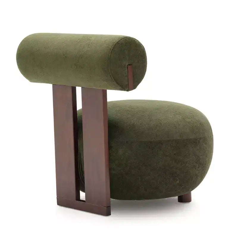 Fauteuil d'appoint sculptural moderne Christopher Knight Home Chariya en hévéa, revêtement en velours et dossier cylindrique
