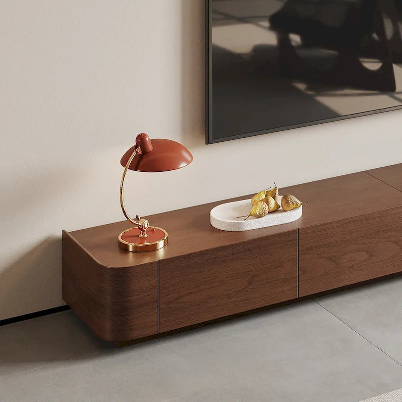 Mobile porta TV moderno in stile mid-century, con 4-6 cassetti, in legno massello marrone