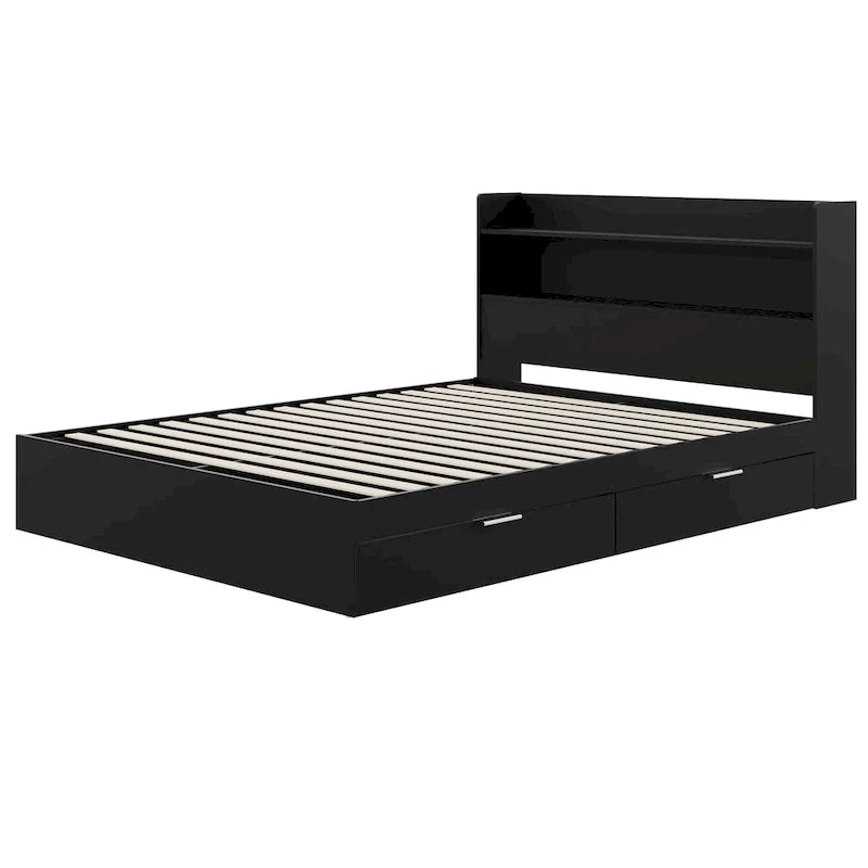 Letto con struttura a piattaforma Hunter con testiera