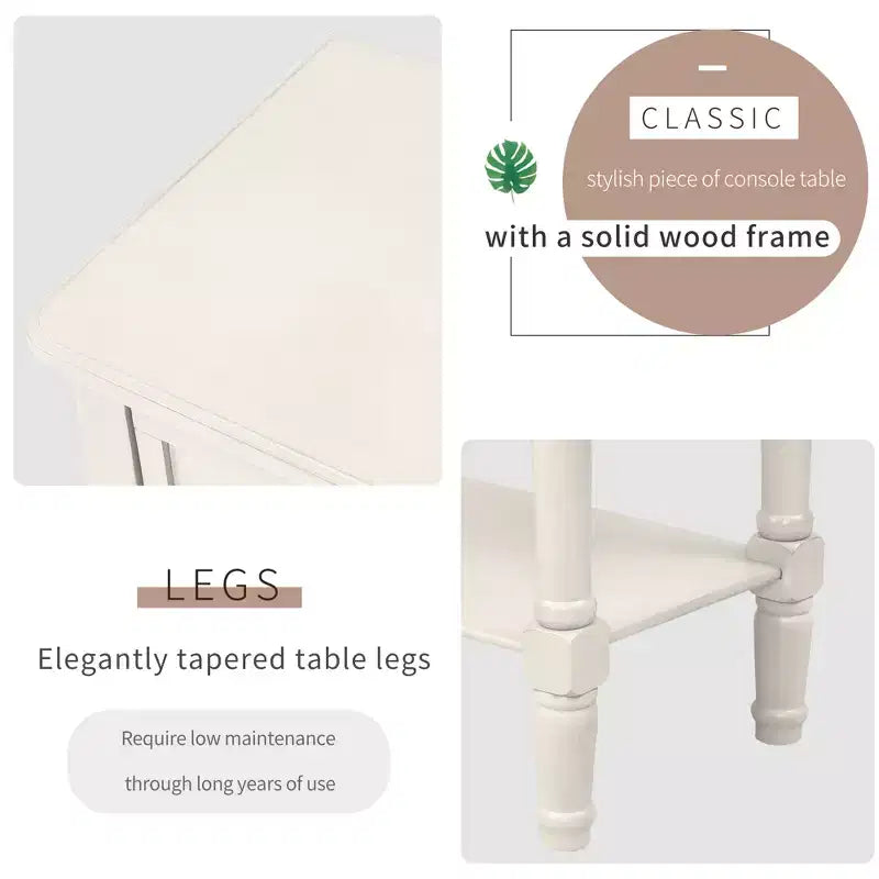 Console étroite de 23.7in avec 3 tiroirs et une étagère, table de canapé pour petit espace, entrée ou salon