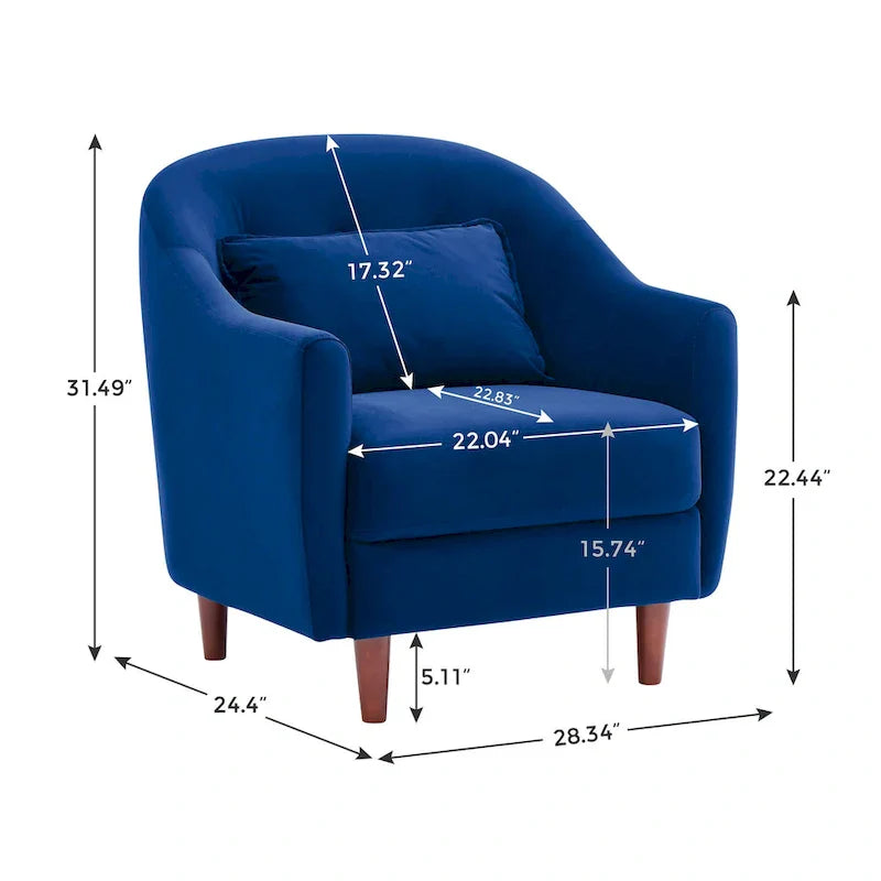 Set van 2 accentfauteuils van 28.34W, fluwelen kuipstoel met poten van massief hout