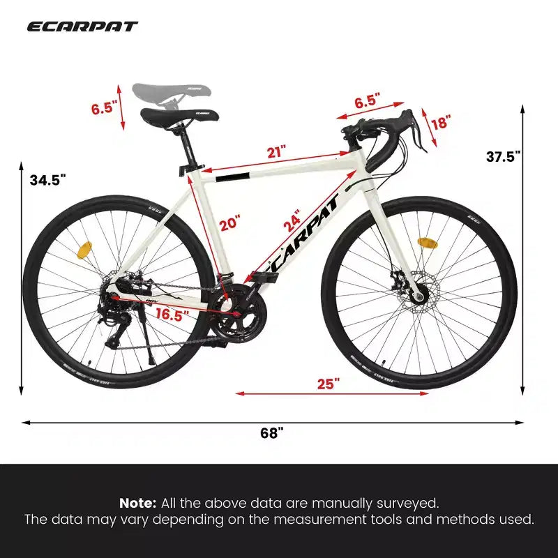 Bicicletta da corsa Whisen, telaio leggero in alluminio, freni a disco, 16 velocità, accelerazione rapida, adatta a uomini e donne