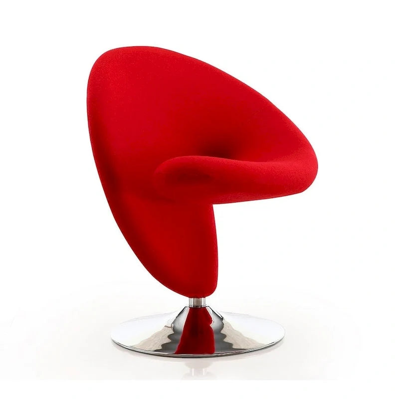 Manhattan Comfort Curl-draaifauteuil met chroom en wolmix (set van 2)