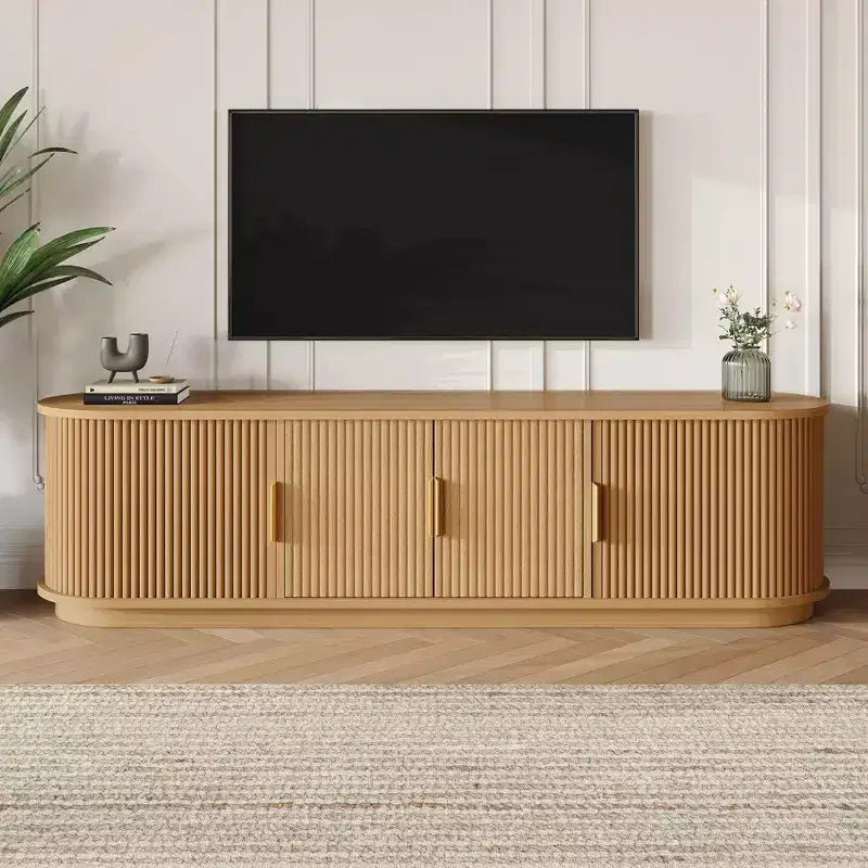 GDFStudio Roy TV-Schrank im Landhausstil aus Holz mit Schiebetür und verstellbarem Stauraum
