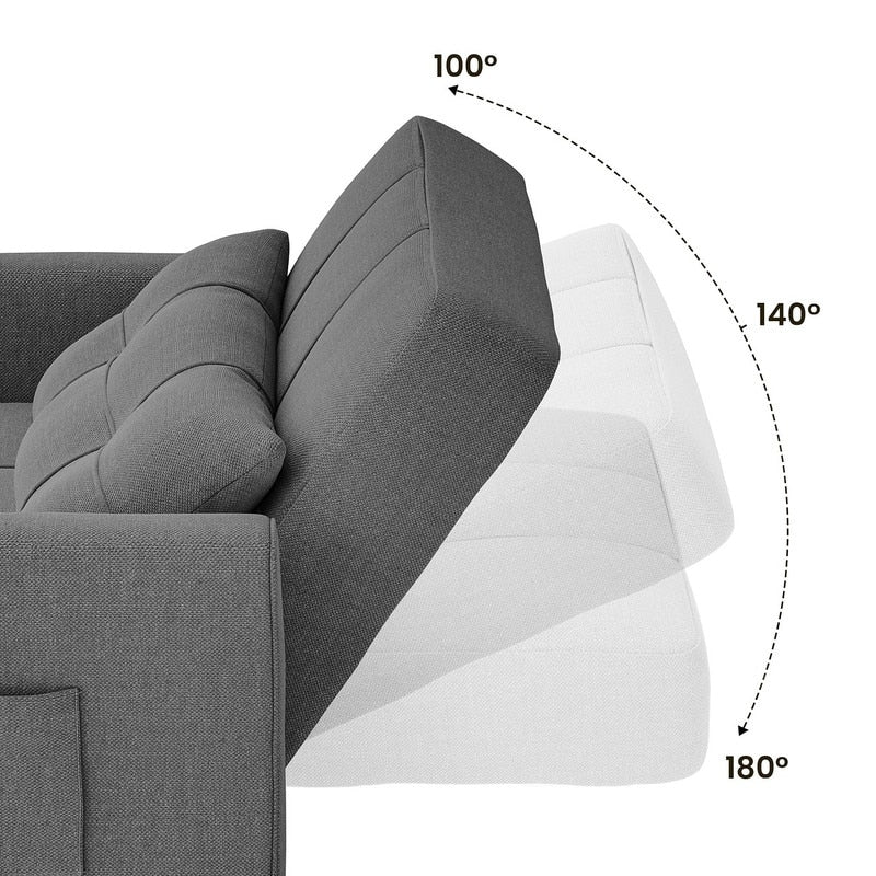 Divano letto trasformabile 3 in 1 con schienale regolabile, poltrona-divano estraibile, letto pieghevole convertibile per soggiorno