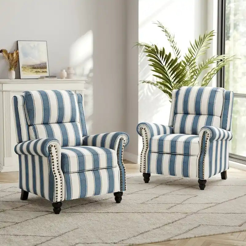 Set di 2 poltrone reclinabili con seduta imbottita e borchie decorative