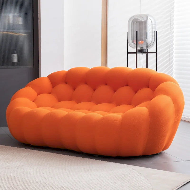 Canapé bulle incurvé paresseux 2 places, en forme de nid d’abeille, avec tissu textile 3D, pour salon, appartement
