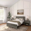Plank+Beam landelijke bedframe in tweepersoonsformaat met hoofdbord, platformbed van massief hout