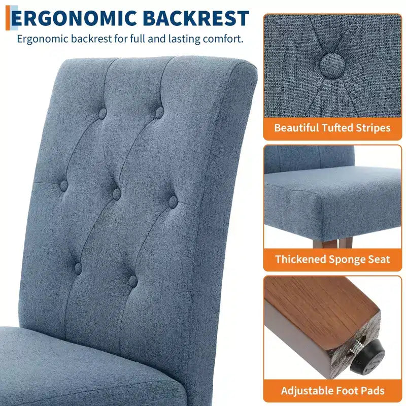 Set van 6 / 4 Parsons-eetkamerstoelen met knoopstiksels - gestoffeerde keukenstoelen van stof met houten poten en gevoerde zittingen - meubels voor woonkamer en keuken