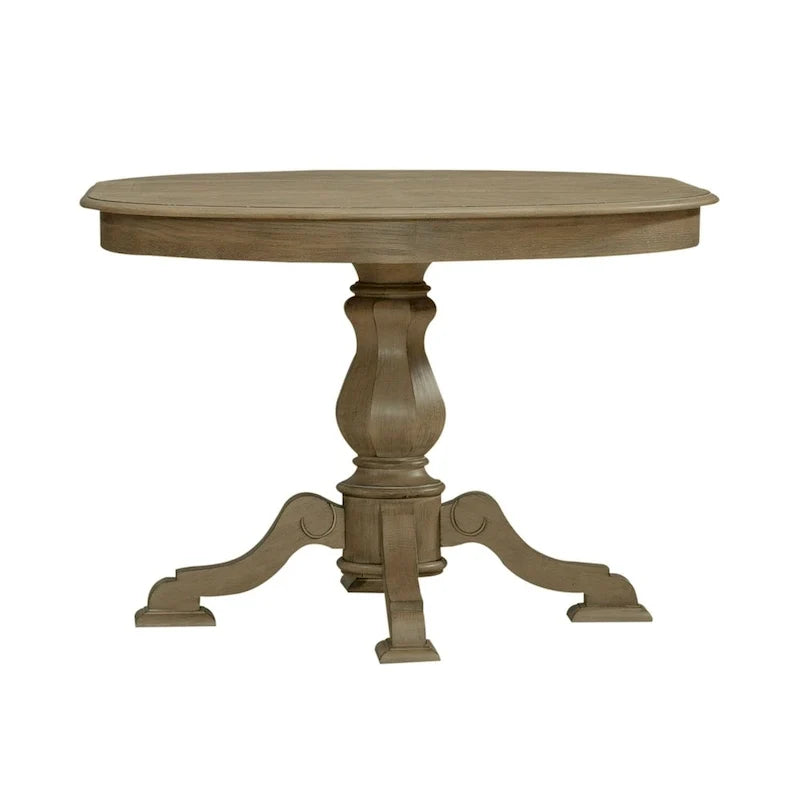 Tavolo da pranzo rotondo Magnolia Manor con base a colonna e prolunghe - 2 finiture