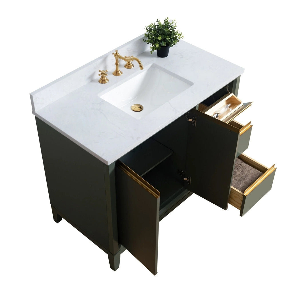 Meuble-lavabo de salle de bain Vanity Art avec lavabo en céramique et comptoir en marbre reconstitué