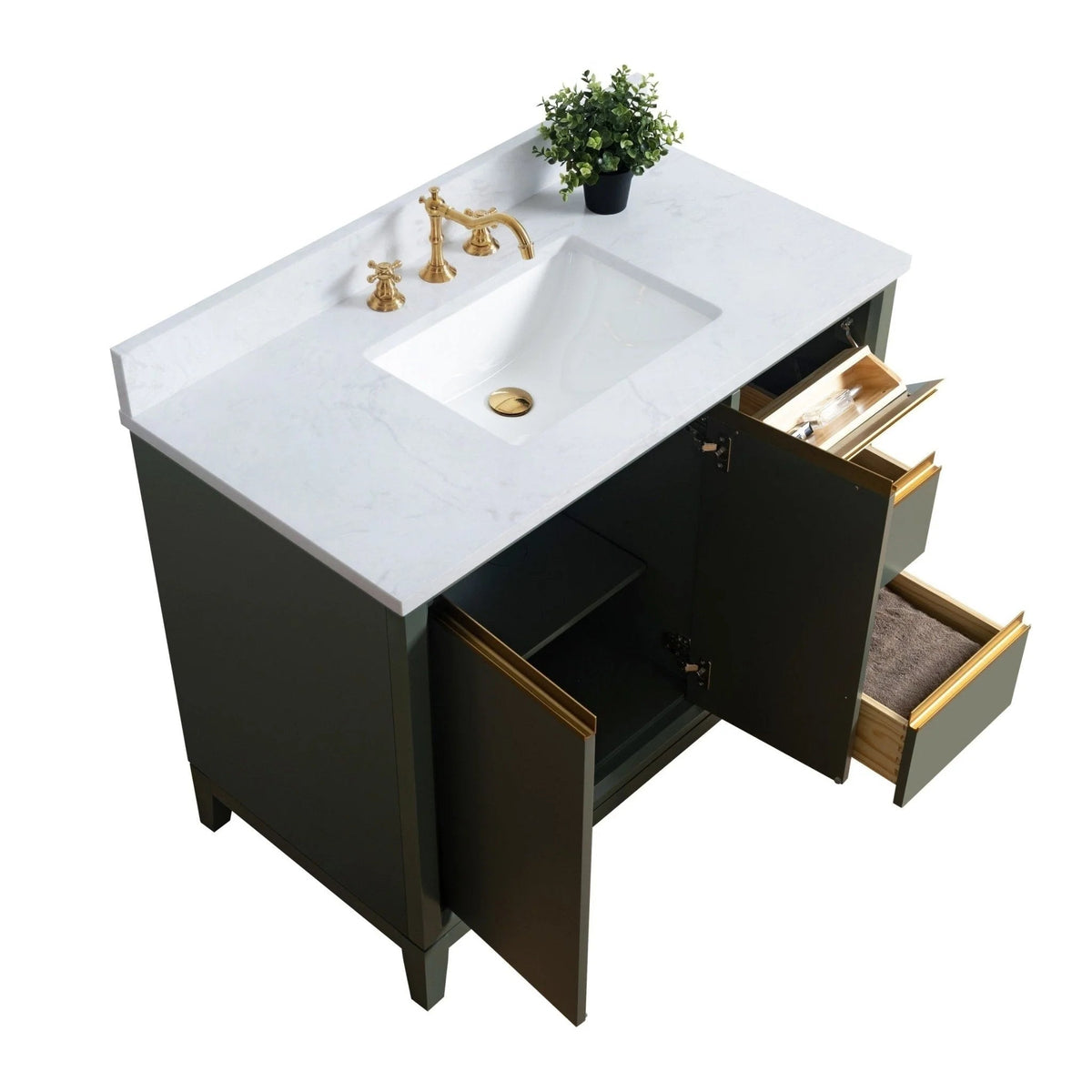Meuble-lavabo de salle de bain Vanity Art avec lavabo en céramique et comptoir en marbre reconstitué