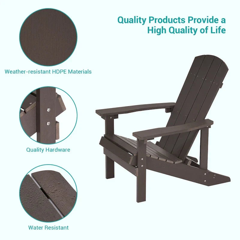 Set di 4 sedie Adirondack da esterno in legno resistente agli agenti atmosferici Bonosuki