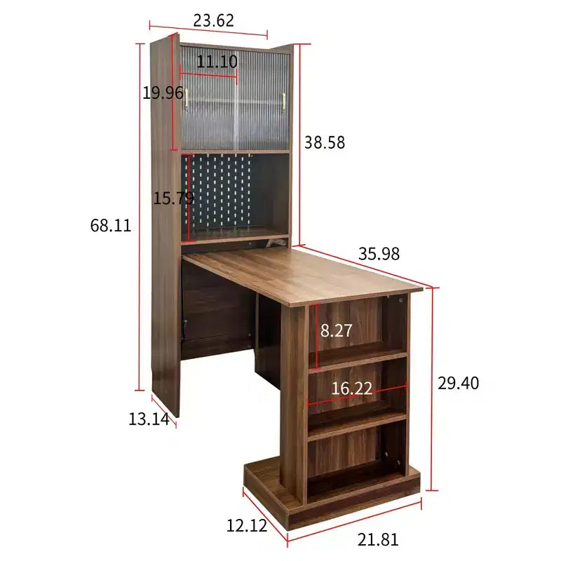 Tavolo da studio pieghevole in legno moderno GDFStudio Sinclair 36 con spazio contenitivo