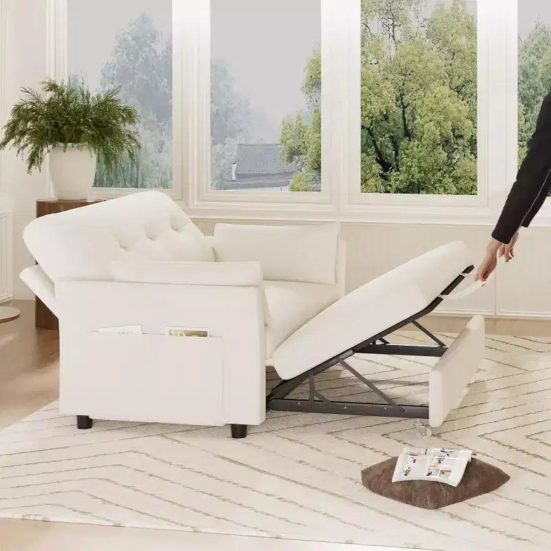 Divano letto trasformabile Dyonery 3-in-1, divano letto estraibile con tasca laterale e schienale regolabile, montaggio senza attrezzi, divanetto pieghevole
