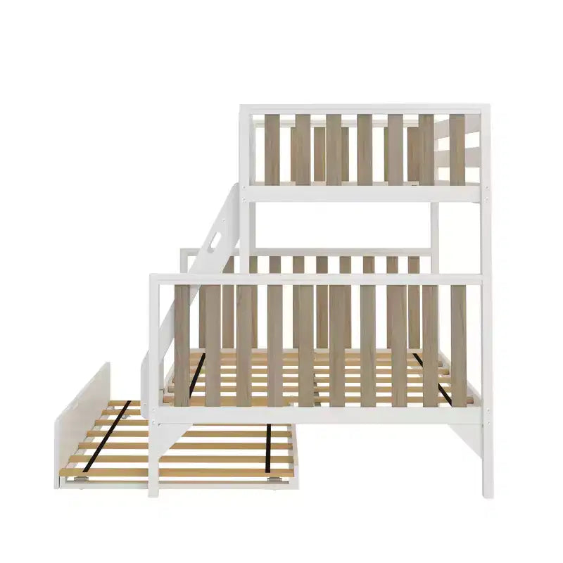 Letto a castello Max & Lily con letto estraibile, singolo sopra matrimoniale, in legno massello, stile scandinavo, per bambini
