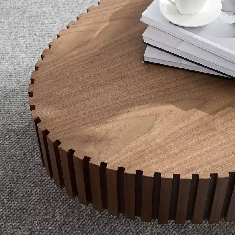Table basse ovale/carrée minimaliste cannelée, table centrale d'appoint, frêne naturel/noyer/noir mat-ModernLuxe