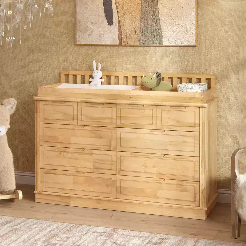 Fasciatoio e cassettiera Homsee in legno massello di pino: piano rimovibile, cassetti, elemento essenziale tutto in uno per la cameretta dei genitori