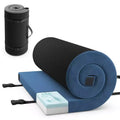 Matelas de camping Costway en mousse à mémoire de forme avec dessous antidérapant et sac de transport, pour dormir à l’extérieur, gris/bleu