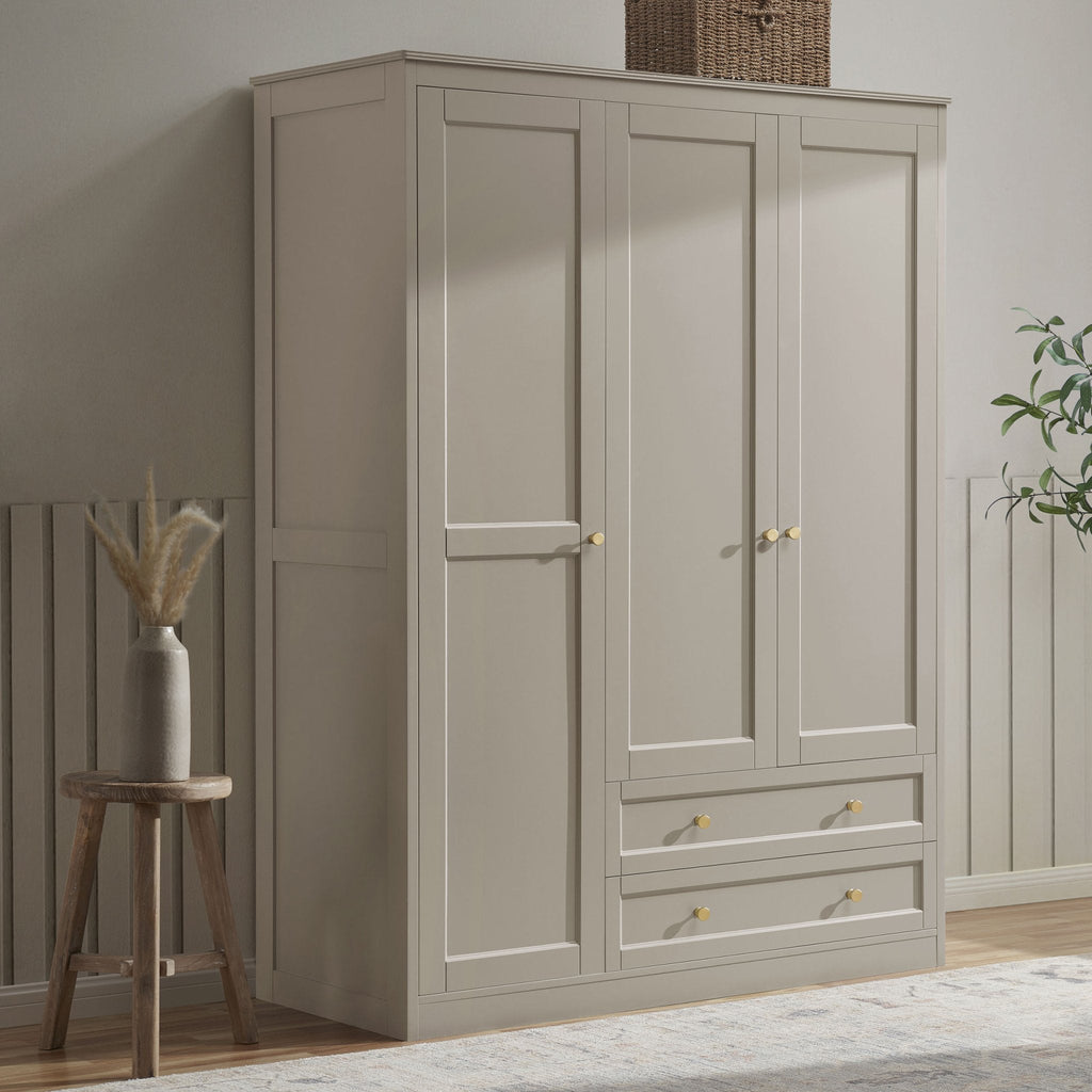 3 Door Wardrobe with Drawers - Taupe